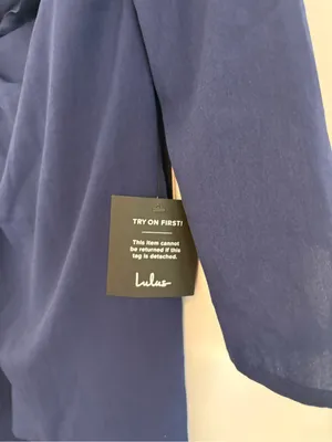 Lulu's Navy Long-Sleeve Draped Dress thumbnail 2