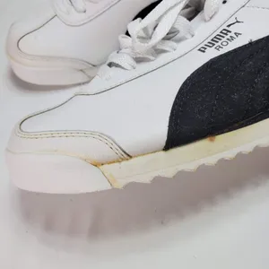 Vintage Puma Roma Leather Sneakers Y2K Hype Style Womans Size 9 White Black‎ thumbnail 9