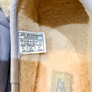 UGG Women’s Suede Shearling Slide Sandals Purple Cream Size 7 EUC Small Spots thumbnail 8