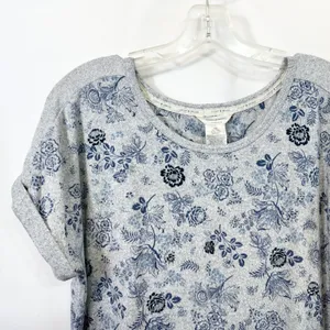 Lucky Brand XL‎ Pajama Set Gray Blue Floral Toile Short Sleeve Loungewear 727 thumbnail 4