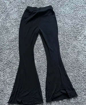 Free People Black Ribbed Flare Pants thumbnail 1