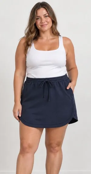 J. Crew Navy Blue Tulip Hem Mini Skirt with Pockets Size 12 Drawstring Waist thumbnail 1