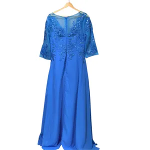 Benzde Royal Blue Lace Sequin V-Neck Evening Gown Dress 4538603 Size 12 thumbnail 3
