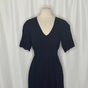 BODEN Broderie Floral Anglaise Eyelet Maxi Dress Navy Blue Embroidered US 2 thumbnail 3