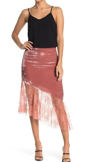 my Lacey velvet midi lace hem skirt thumbnail 1