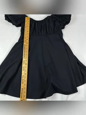 Abercrombie & Fitch Black Ruched Puff Sleeve Mini Dress Women's Size Medium thumbnail 4