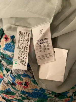 NWT Ganni Floral Pleated Georgette Blue V-Neck Puff Sleeve Midi Dress 40, Large thumbnail 11