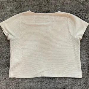 Madewell Textured Pointelle V-Neck Setlist Boxy Cropped Top Women's Medium thumbnail 7