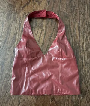 Edikted faux red leather halter top thumbnail 1