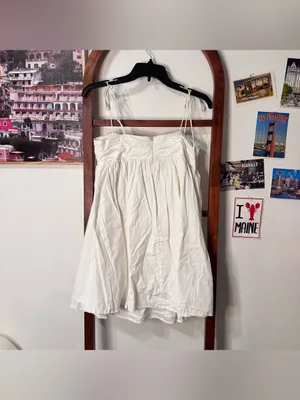 Reformation Catarina Dress White Ruched Babydoll Mini thumbnail 7