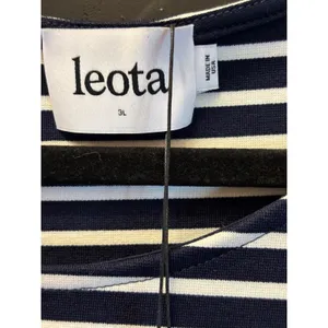 Leota Striped Ponte Sleeveless Shift Dress Navy White Pockets 3L NWT Made in USA thumbnail 5