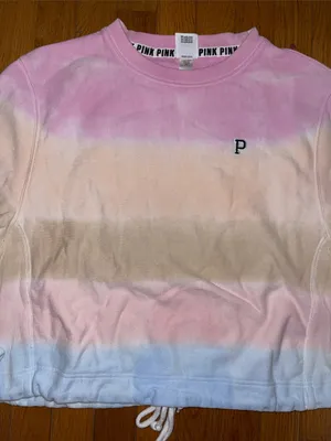 PINK Victoria's Secret Pastel Tie-Dye Cropped Crewneck - Pink, Cream, Light Blue thumbnail 2