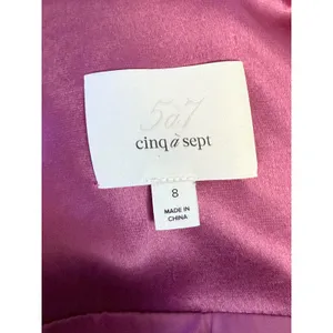 Cinq a Sept Mauve Satin Cropped Jacket Gold Crest Buttons Size 8 thumbnail 2
