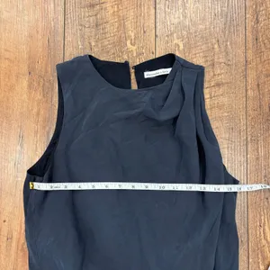 Abercrombie & Fitch High-Neck Column Midi Shift Dress Navy Blue Modal Blend Sz S thumbnail 6