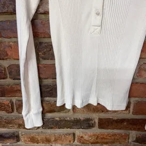 Aerie Road Trip Cream Ribbed Knit Long Sleeve Henley Top Women's Size Small thumbnail 4