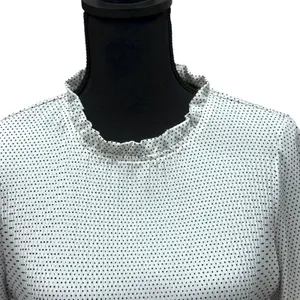 Adrianna Papell White Black Polka‎ Dot Top Blouse Pleats Balloon Sleeve Sz Small thumbnail 2