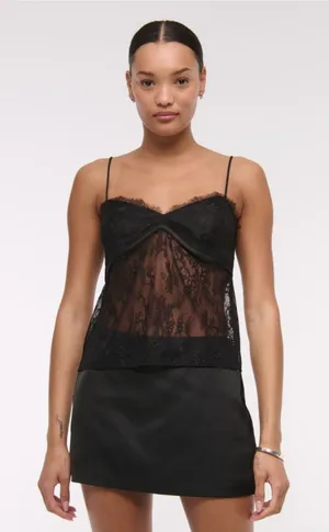 Abercrombie Scarlett black satin mini skort thumbnail 1