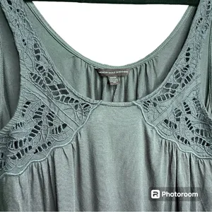 Outfitters Turquoise Sleeveless Tank with Crochet Accents thumbnail 5