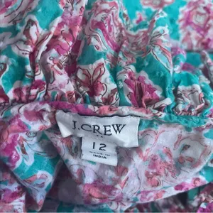 J. Crew Printed Floral Ruffled Tiered Midi Dress Pockets Green & Pink Size‎ 12 thumbnail 5