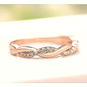 14k‎ Gold Plated S925 Simulated Diamond Eternity Twist Band Ring Size 6.5 thumbnail 9