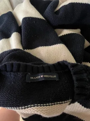 Brandy Melville Sweater Striped Knit Navy White thumbnail 5