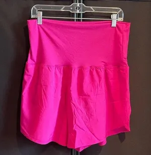 Zenana NWOT Lined Active Shorts, Pink, 1X thumbnail 1