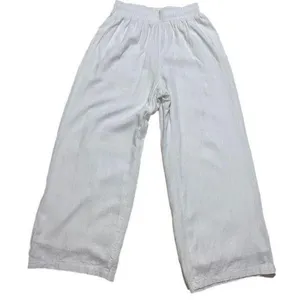 Princess Polly White Linen Blend Wide Leg Elastic Waist Pull On Lined Pants thumbnail 2
