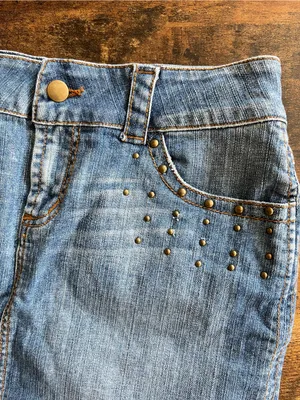 •Cache denim studded mini skirt• Size 4 thumbnail 2