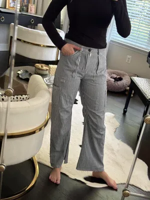 Lioness Navy and White Striped Cargo Denim thumbnail 2