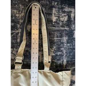 Valentino Viscani Nylon Tote Bag Travel Career Beige Zip Close Double Handle thumbnail 7