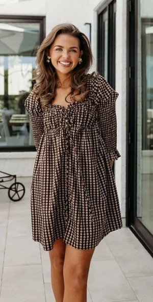 FREE PEOPLE Star Dip Tiered Smocked Button Front Cotton Dress Black Combo Small thumbnail 1