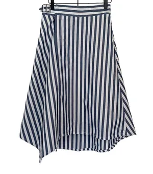 Maeve Anthropologie Pinstripe Midi Skirt Asymmetrical Belted Sz 4 thumbnail 1