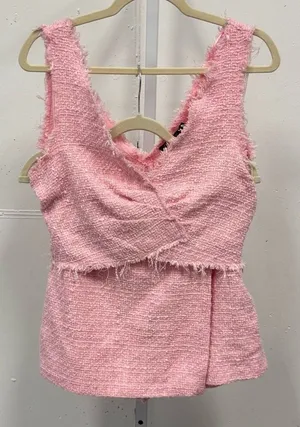Zara Pink Textured‎ Tweed Women's 2 Piece Set Skort Cropped Top Med 2647/651/620 thumbnail 1