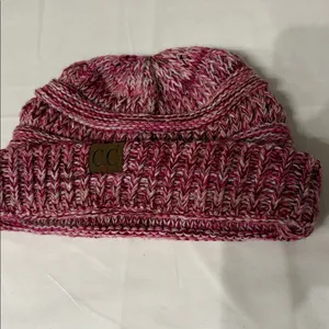 C.C Pink and White Knit Beanie thumbnail 5