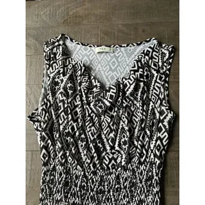 VLD‎ Women's Black And White Geometric Design sleeveless maxi dress size Large thumbnail 8