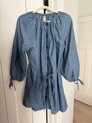 J. Crew Tie-sleeve button-front dress chambray blue thumbnail 2