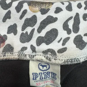 Y2K Victoria's Secret PINK‎ Leopard Heart Foldover Yoga Shorts Black XSmall XS thumbnail 5
