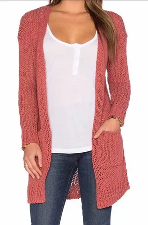 FREE PEOPLE Sz S SIMPLY SIENA OPEN FRONT CARDIGAN SWEATER ROSE PINK thumbnail 1