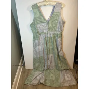 Universal Thread Women’s XL Green Paisley Bandana V Neck Boho Maxi Dress Pockets thumbnail 13