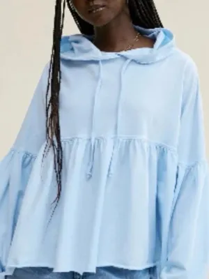 Aerie Light Blue Oversized Peplum Puff Sleeve Hoodie thumbnail 1