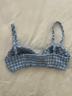 Favorite Daughter Blue Gingham Bralette thumbnail 3