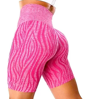 NWT XS pink zebra‎ print workout spandex shorts thumbnail 1