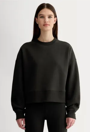 Everlane Luxe Fleece Sweatshirt Women’s Size L Black (22” PTP) thumbnail 1