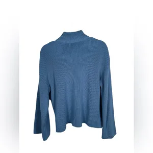 Edikted Sweater Women’s Medium Blue Cropped‎ Ribbed Quarter Zip Pullover thumbnail 4