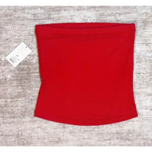 A New Day Women XS Red Ribbed Tube Top Bra Liner Stretch Y2K Basic Going Out New thumbnail 6