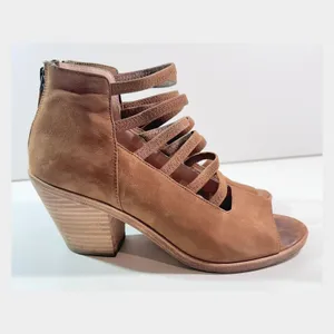Eileen Fisher Vero Cucio Ankle Boots‎ Sz 7.5 Strappy Peep Toe Western Cowgirl thumbnail 4
