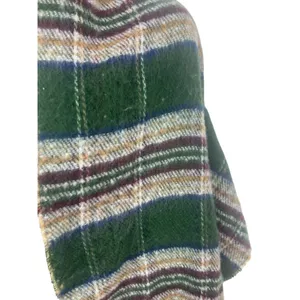 Steve Madden Reversible Wrap Shawl Scarf Green Plaid & Leopard Fringe 82x21’ NWT thumbnail 2