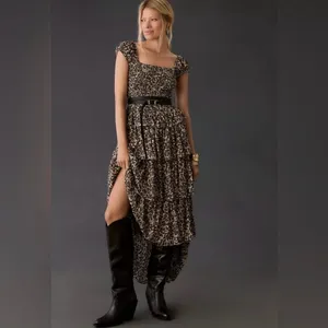 Ciao Lucia Catalina‎ Square Neck Tiered Maxi Dress Medium NWOT thumbnail 4