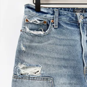 Abercrombie Annie High Rise Girlfriend Jeans 28 6S Short Double Knee Distressed thumbnail 2