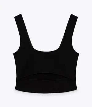 ZARA Black cut out front crop top never worn thumbnail 1